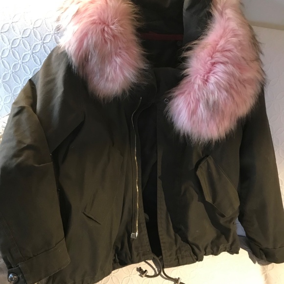 Nora Barth made in Italy parka fur hood, army green M - Picture 9 of 11
